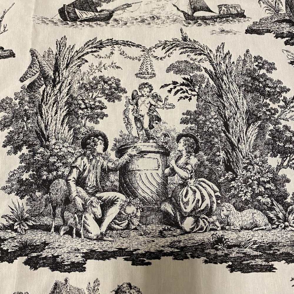 Vintage Fabric Waverly Rustic Life Toile County Scen French 2 Yd x57" Upholstery - Picture 9 of 13